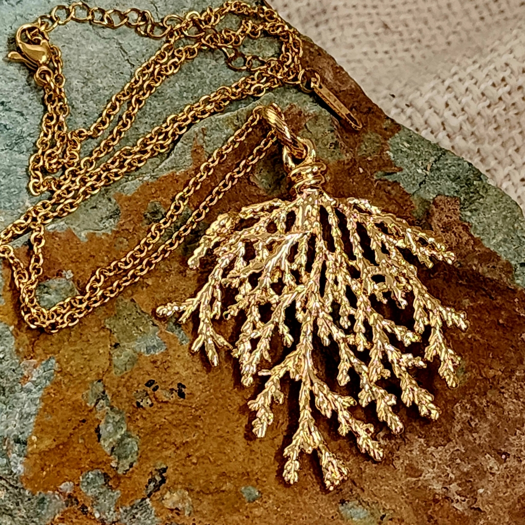 Premium 14k Gold Plated Hypoallergenic Jewelry Large Coral Branch Pendant